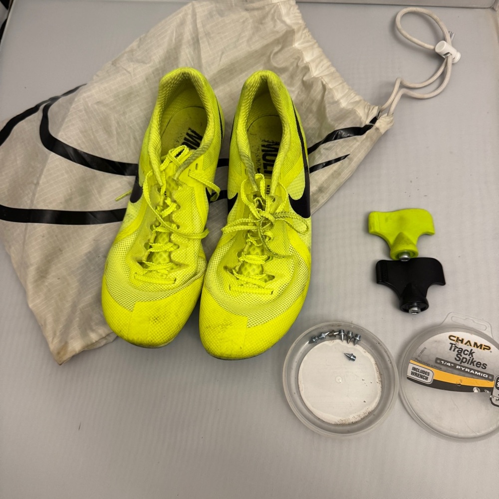 Nike Neon Yellow Track Spikes Set sz 10.5
